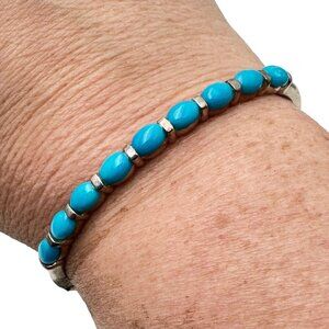 Womens Bracelet Sterling Silver Sleeping Beauty Turquoise Blue 14 Grams Cuff